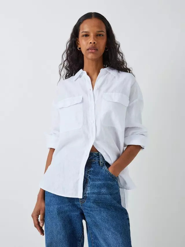 

Рубашка John Lewis John Lewis Linen Button Down, белый