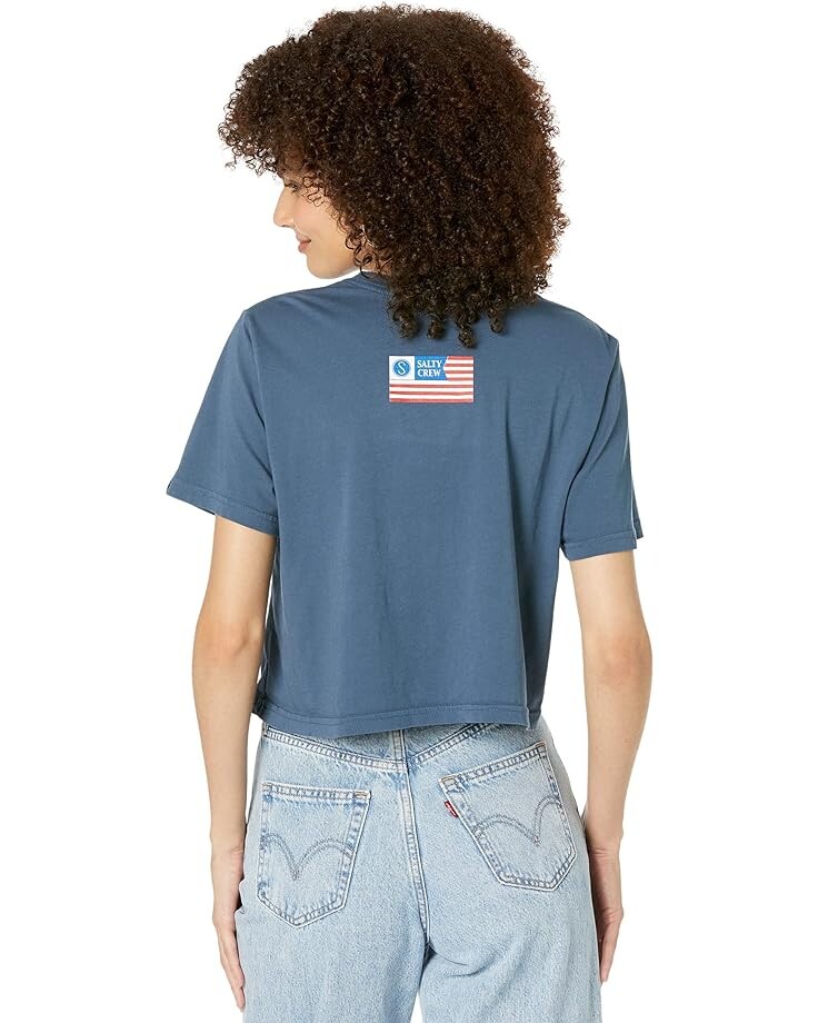 

Футболка Salty Crew Stars & Stripes Crop Boyfriend Short Sleeve Tee, цвет Denim