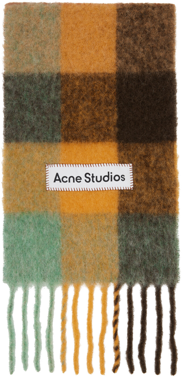 

Коричневый и оранжевый шарф в клетку Acne Studios