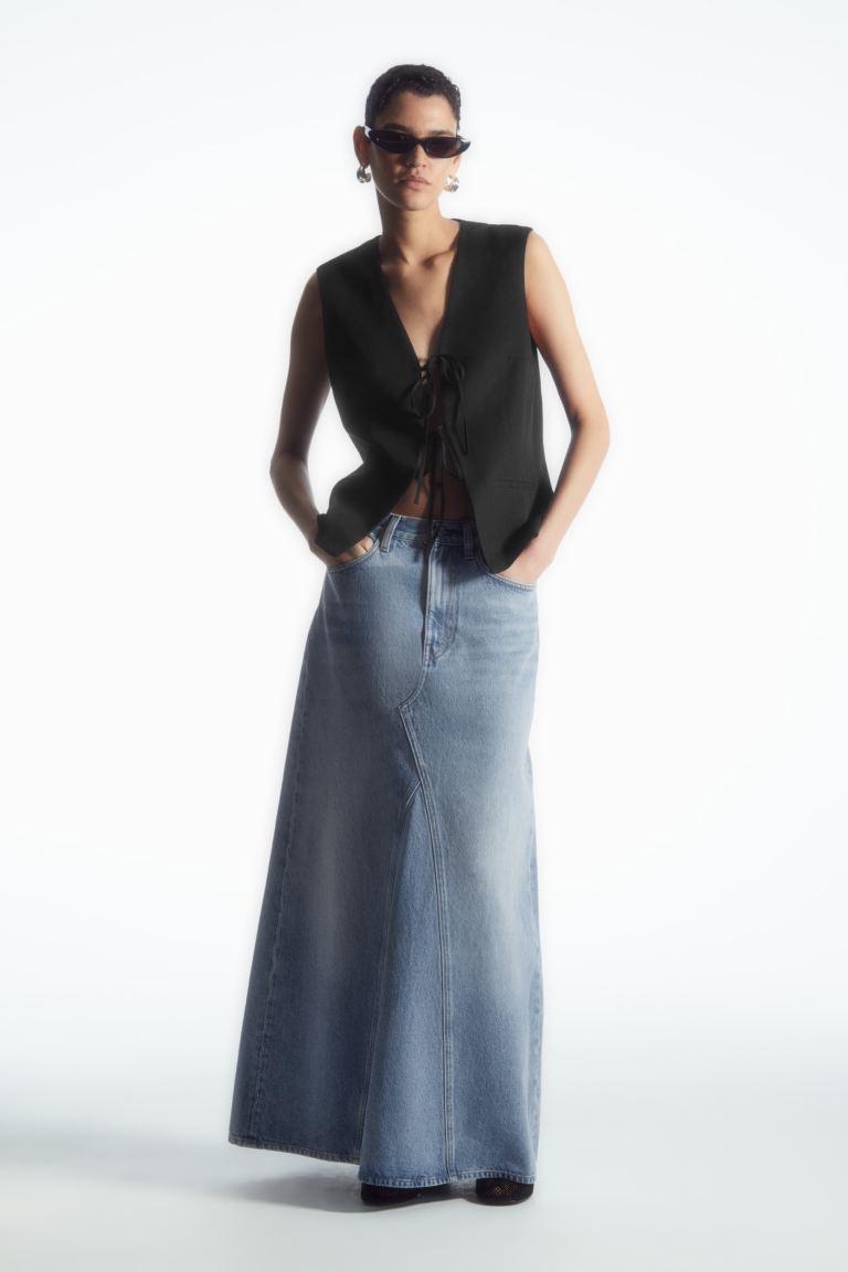Юбка макси из джинсовой ткани со вставками Cos, синий юбка из джинсовой ткани l синий
