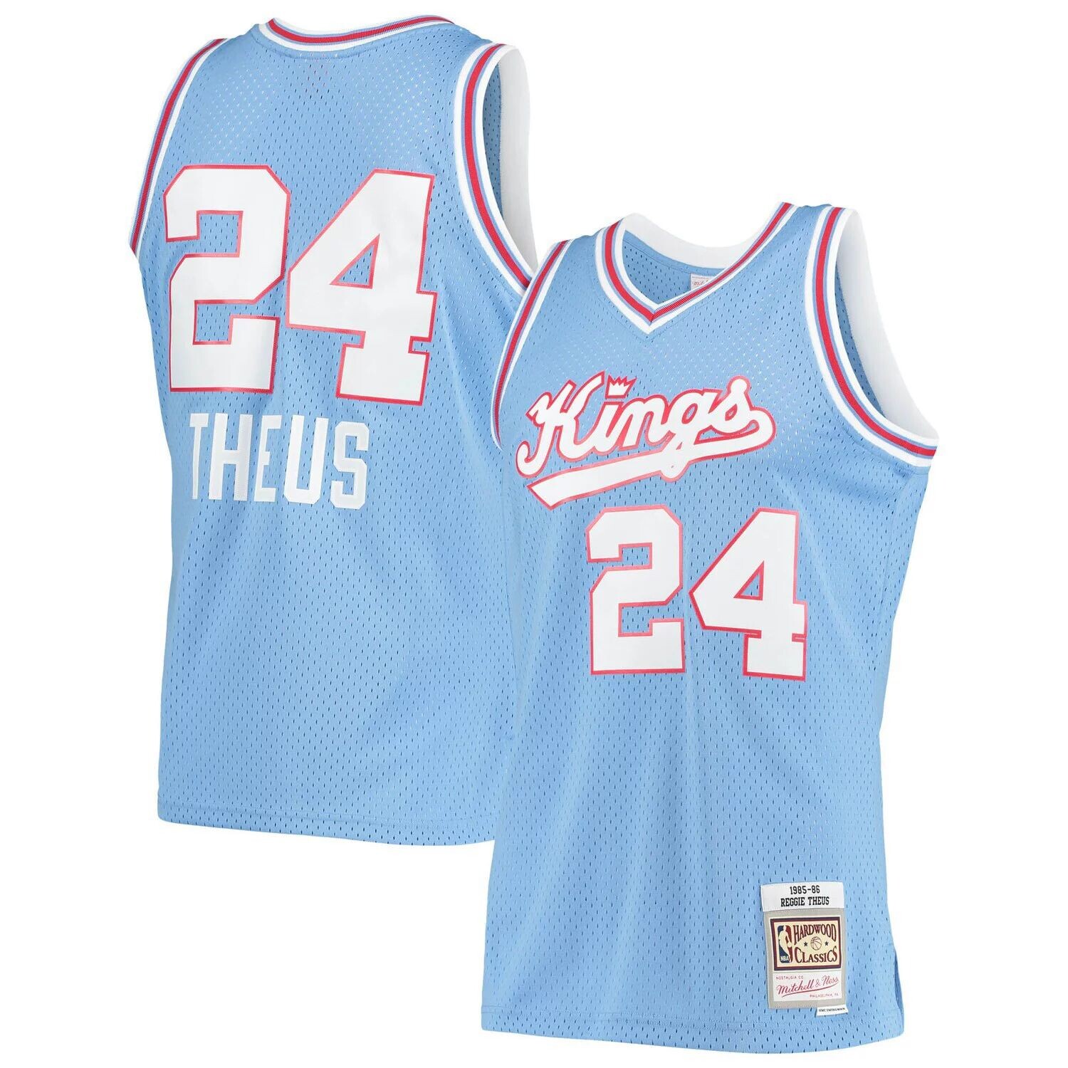 

Мужская майка Mitchell & Ness Reggie Theus светло-синяя Sacramento Kings 1985-86 Hardwood Classics Swingman