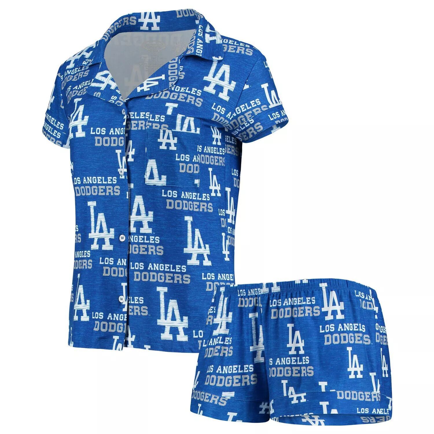 

Женский комплект для сна на пуговицах и шортах с принтом Concepts Sport Royal Los Angeles Dodgers Zest