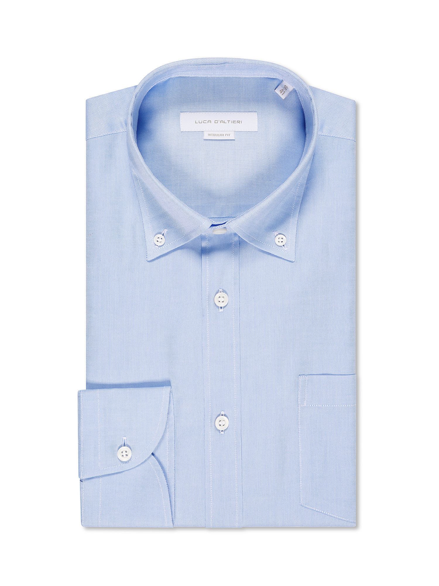 Рубашка стандартного кроя из чистого хлопка. Luca D'Altieri, светло-синий рубашка однотонная с длинными рукавами и костюмным воротником