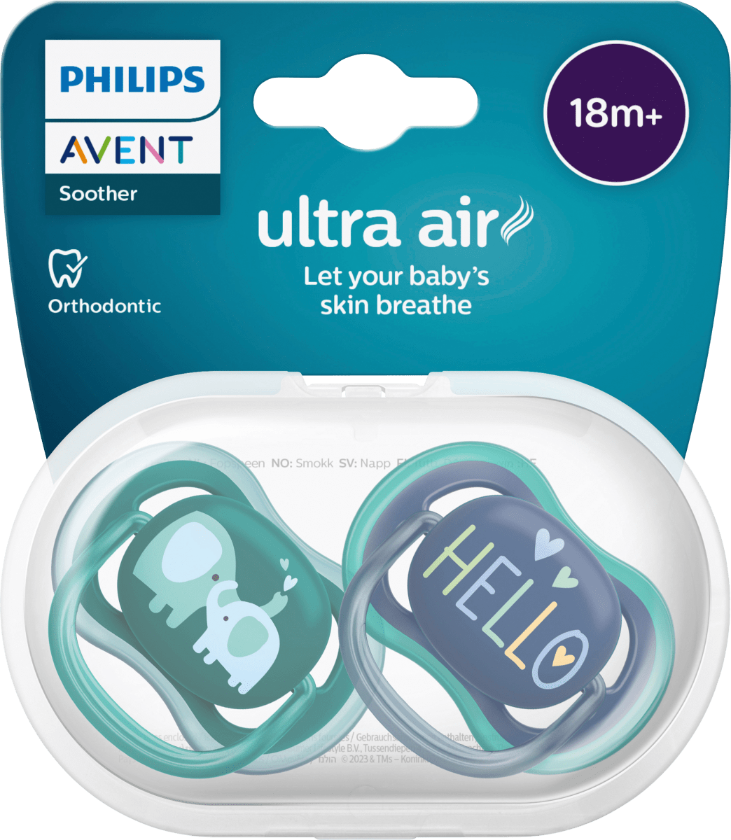 Соска Ultra Air силиконовая зеленая/серая с 18 месяцев 2 шт. Philips