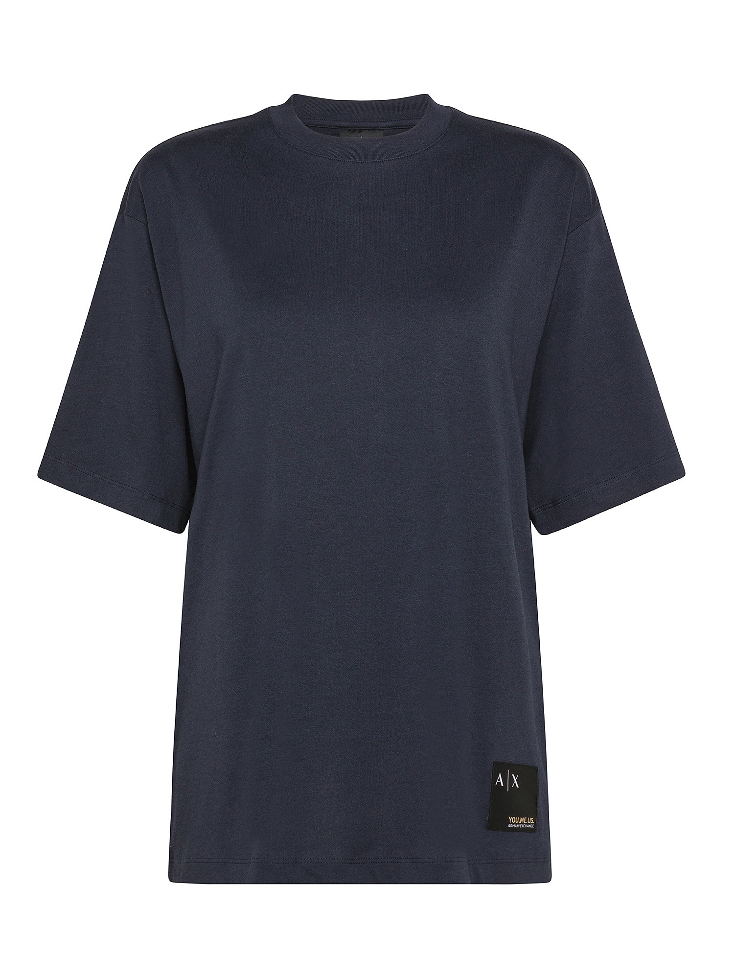 Armani Exchange хлопковая футболка с круглым вырезом, темно-синий