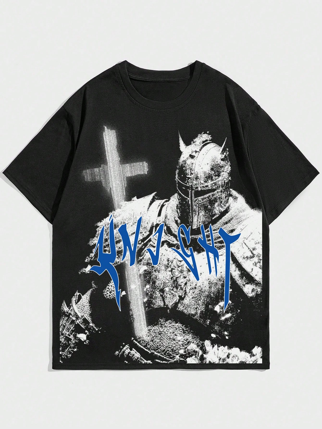 Мужская футболка ROMWE Goth с принтом крестов и букв, черный набор крестов иерейский лист 168563