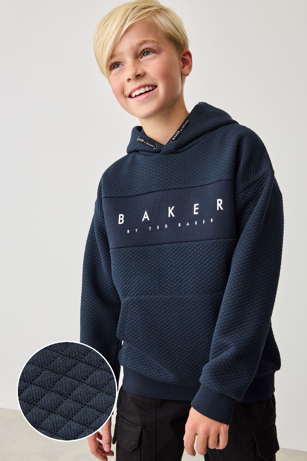 

Фактурная толстовка с капюшоном Baker By Ted Baker, синий