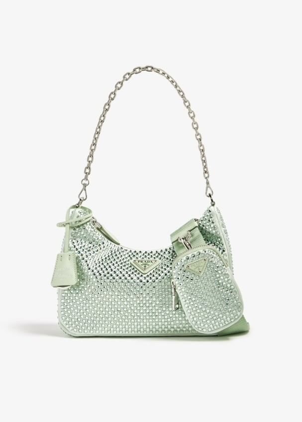 

Сумка Prada Re-Edition 2005 Crystal Satin, зеленый