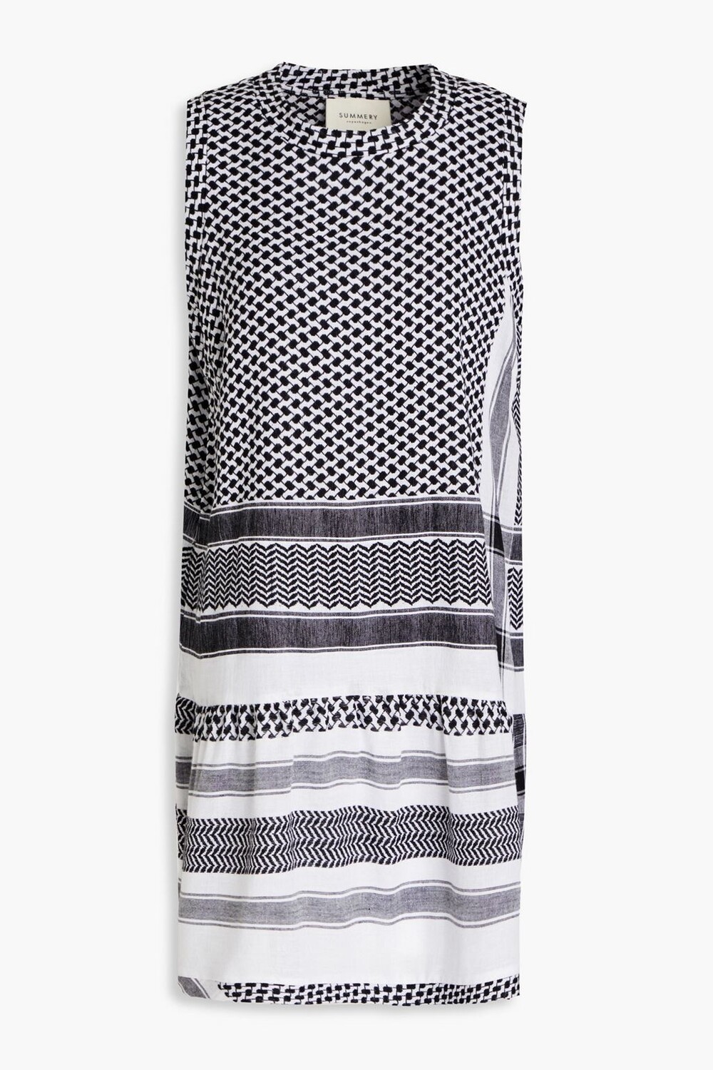 

Платье мини из хлопка и жаккарда со сборками SUMMERY COPENHAGEN, черный