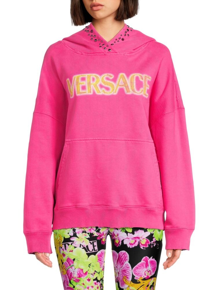 

Толстовка с заниженными плечами и логотипом Versace, цвет Pink Yellow