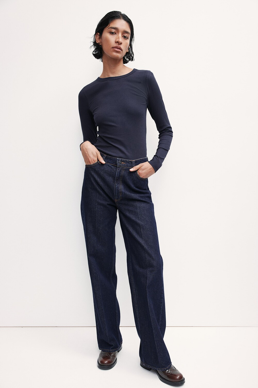 

Рубашка в рубчик из модальной смеси. H&M, синий