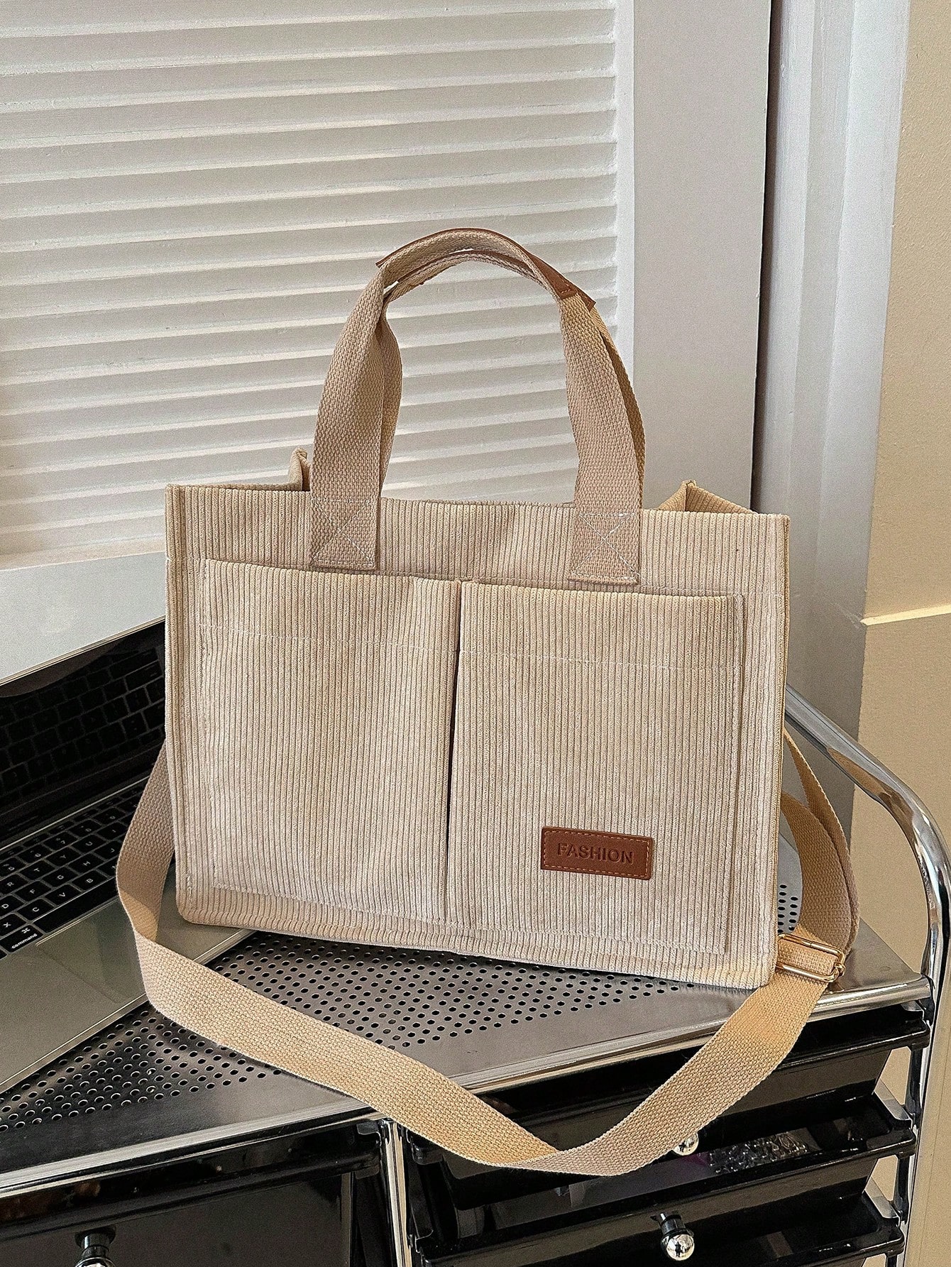 Простая вельветовая большая сумка, хаки вельветовая мужская большая сумка с несколькими карманами коричневый