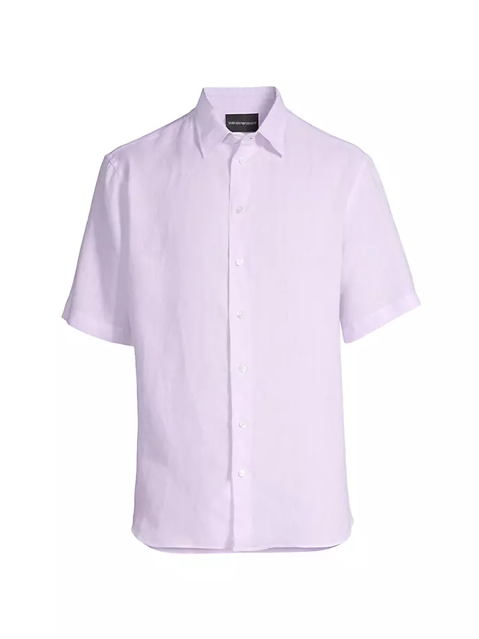 

Льняная рубашка с короткими рукавами Emporio Armani, розовый