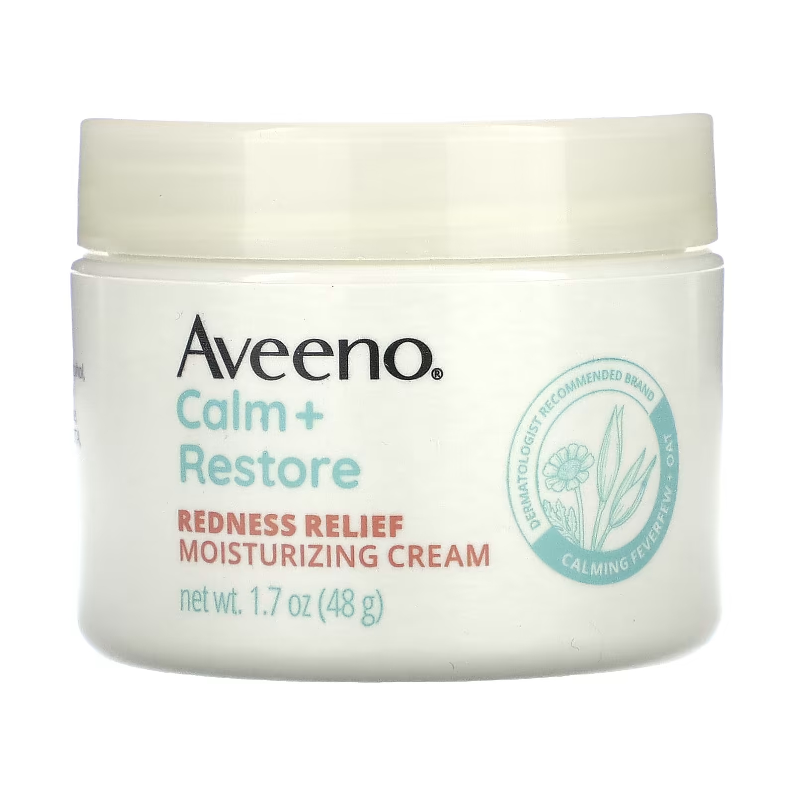 Aveeno Calm + Restore Увлажняющий крем для снятия покраснений для чувствительной кожи, без ароматизаторов, 1,7 унции (48 г) aveeno calm restore сыворотка с овсом тройного действия для чувствительной кожи 30 мл 1 жидк унция
