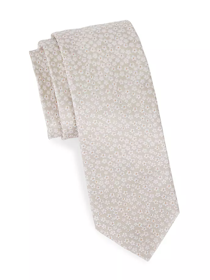 КОЛЛЕКЦИЯ Шелковый галстук с микроцветочным узором Saks Fifth Avenue, серый