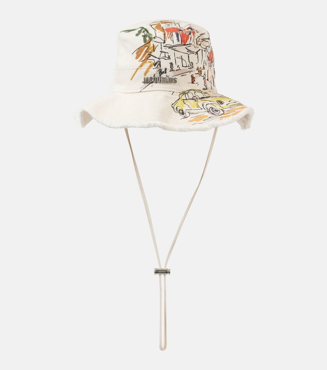 

Солнцезащитная шляпа Le Bob Artichaut из парусины с принтом Jacquemus, цвет capi print off-white