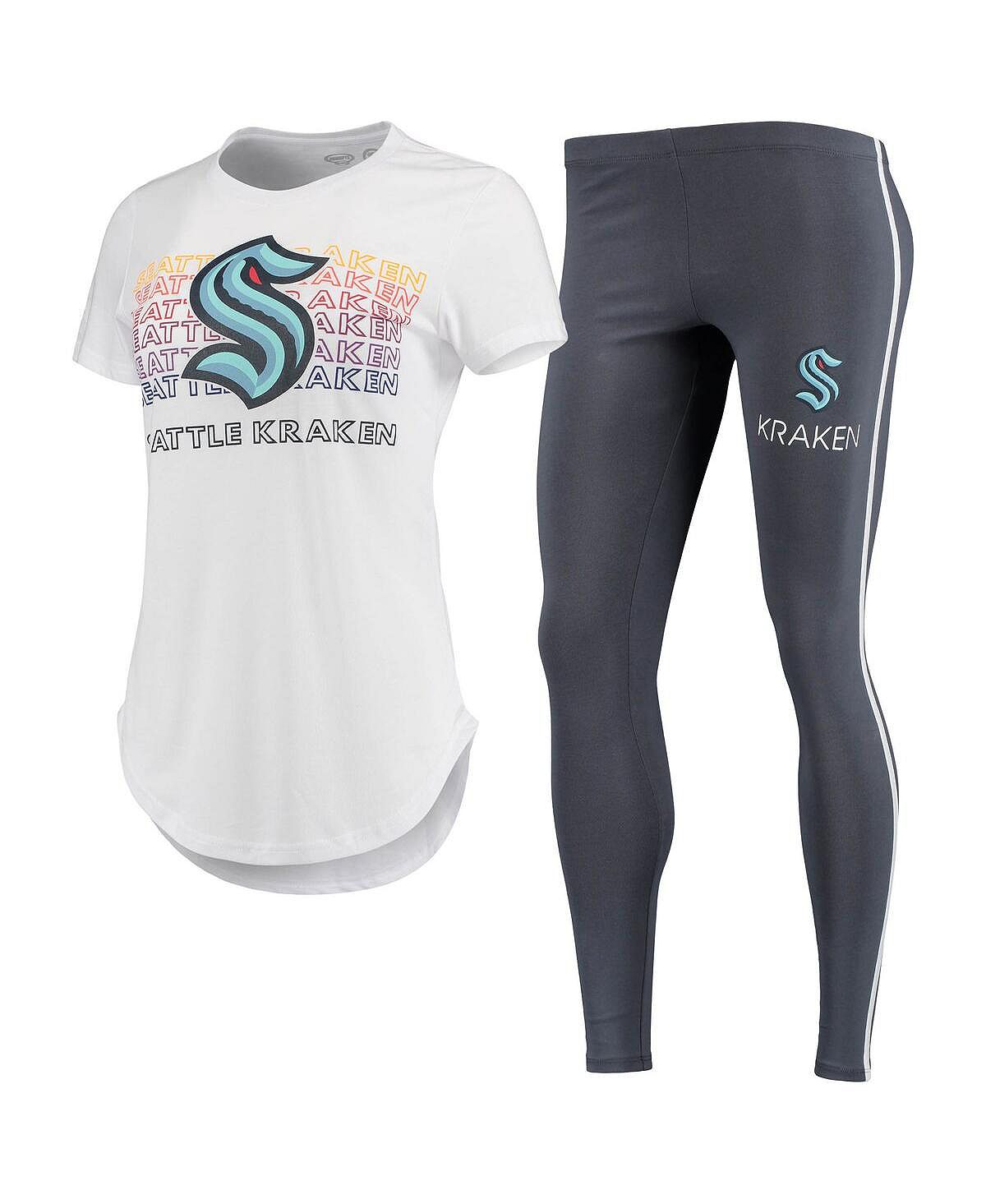 Женский комплект из футболки и леггинсов белого, темно-серого цвета Seattle Kraken Sonata Concepts Sport