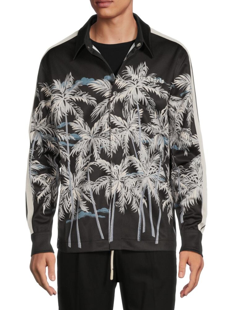 

Спортивная куртка на пуговицах с пальмовым принтом Palm Angels, цвет Black White