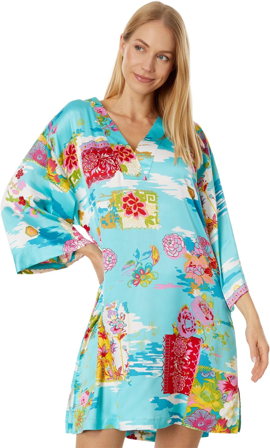 

Пижама Pacifica с V-образным вырезом N by Natori, цвет Pacific Teal Multi