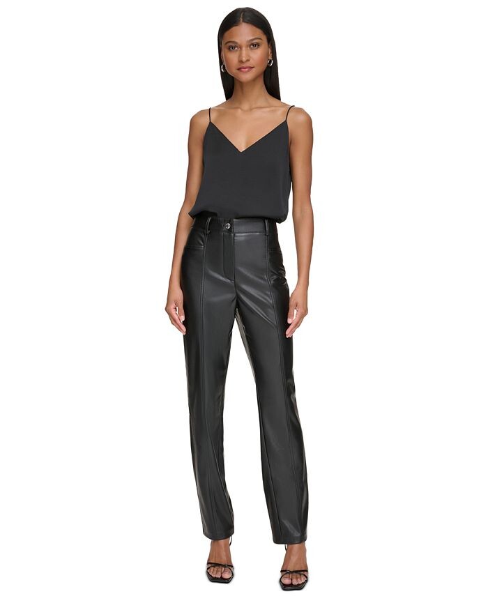 

Женские брюки из искусственной кожи Calvin Klein, черный