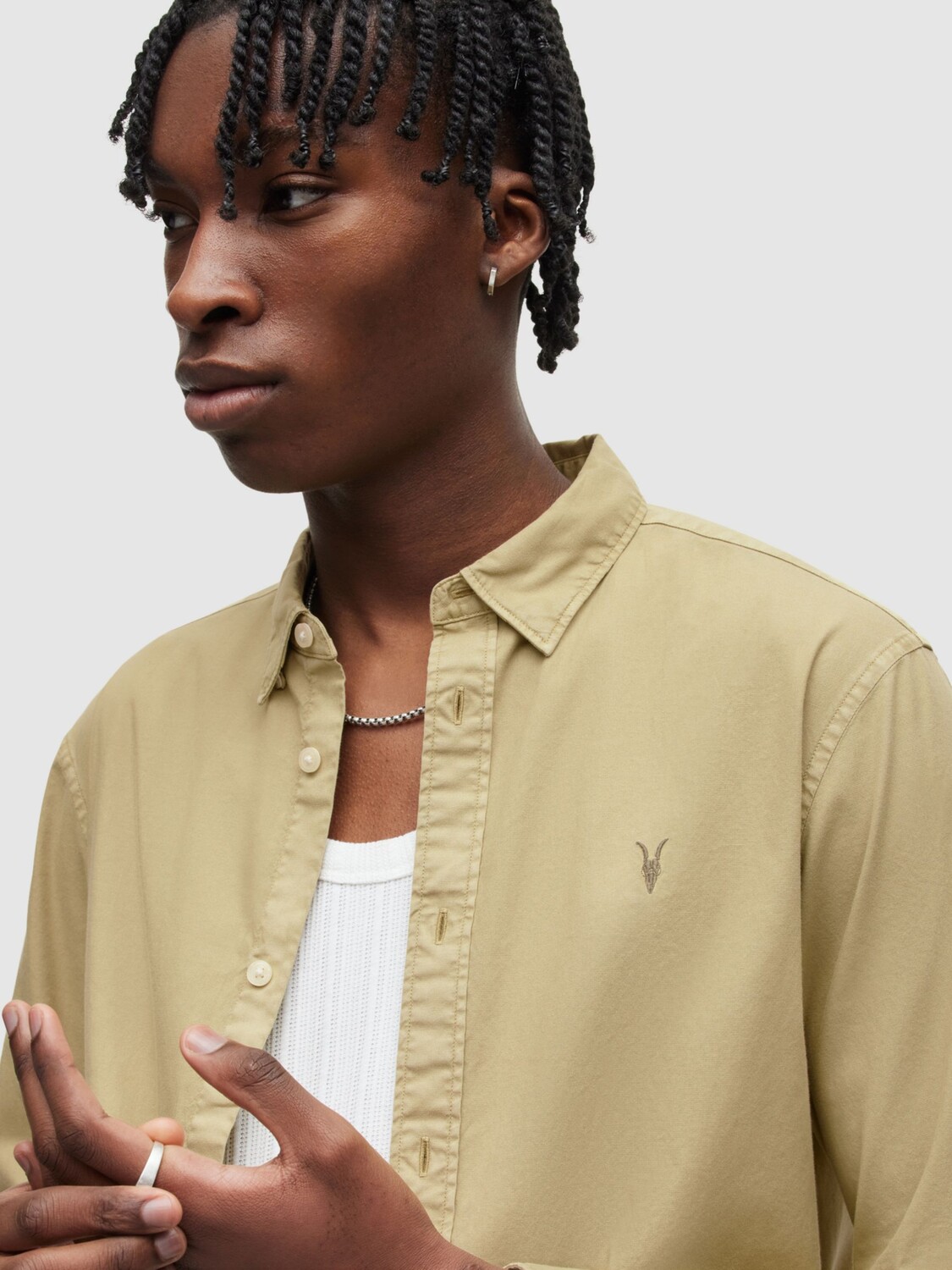 

Рубашка с длинным рукавом AllSaints Hawthorne, темно-серо-коричневый