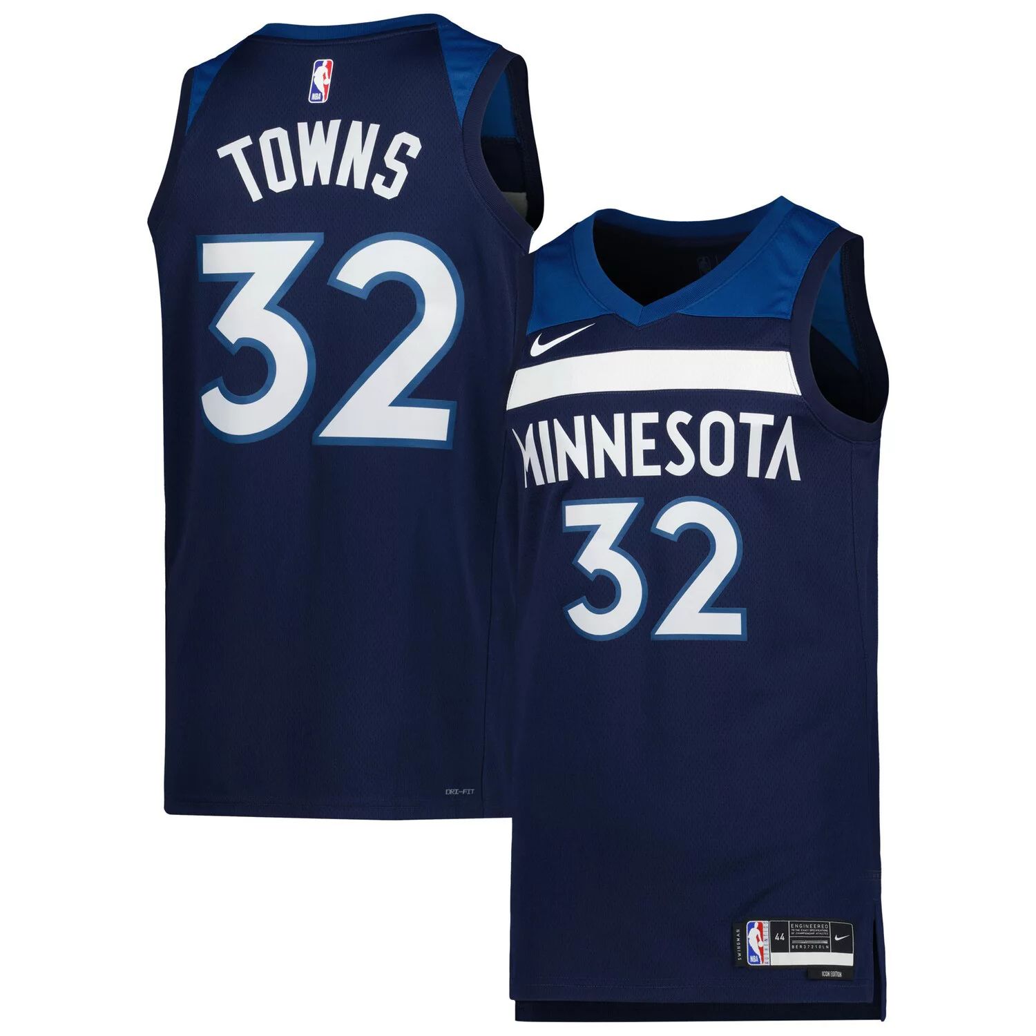 Унисекс Джерси Karl-Anthony Towns Navy Minnesota Timberwolves 2022/23 Swingman — Icon Edition Nike nba basketball karl anthony towns hoodie