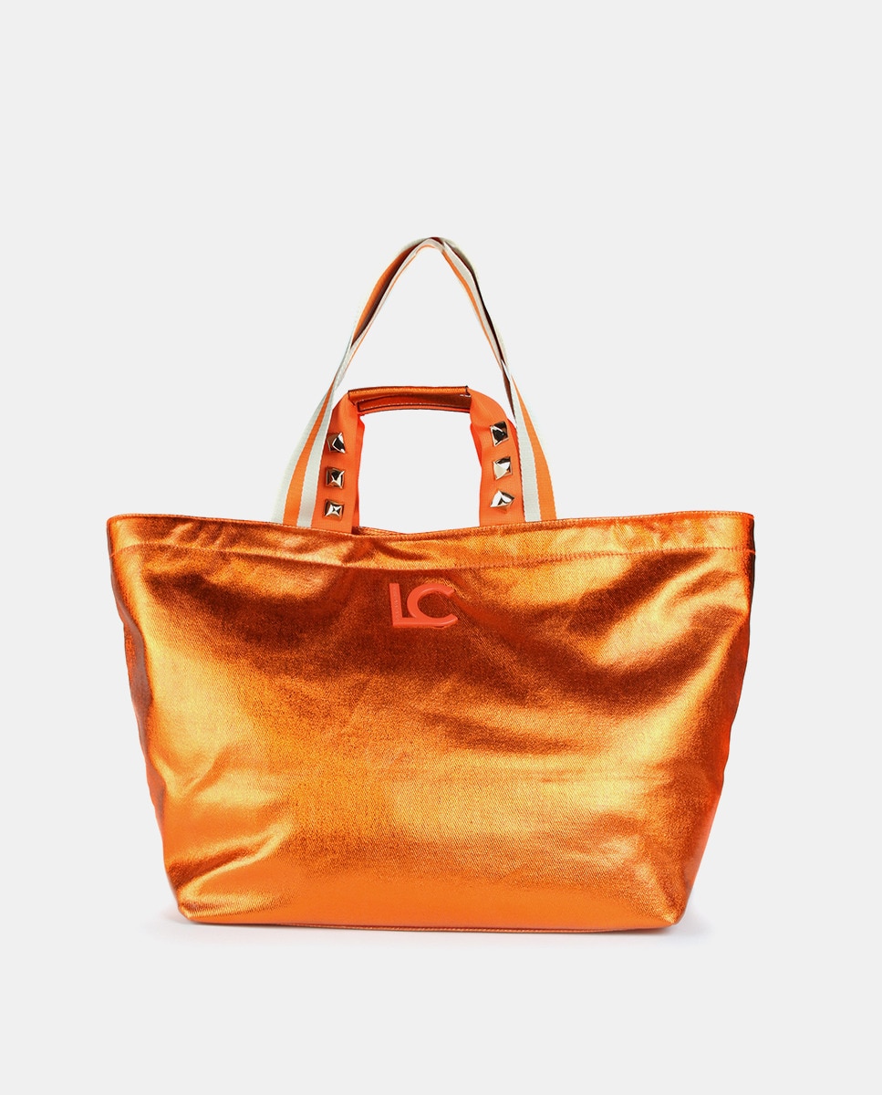 цена Большая сумка-шопер металлического оранжевого цвета со съемным органайзером Lola Casademunt, оранжевый