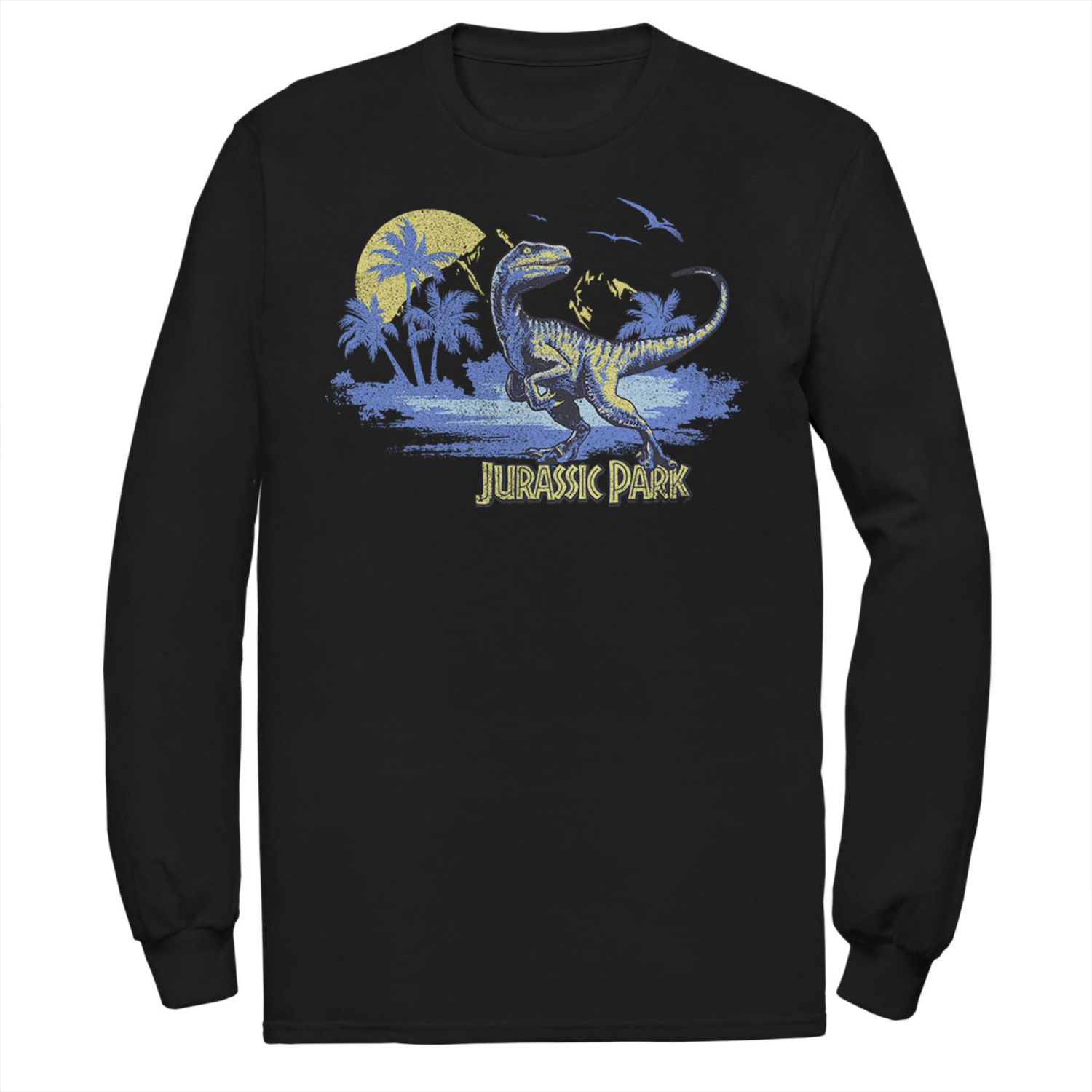 Мужская футболка с потертостями и портретом «Парк Юрского периода Raptor» Jurassic Park, черный фото