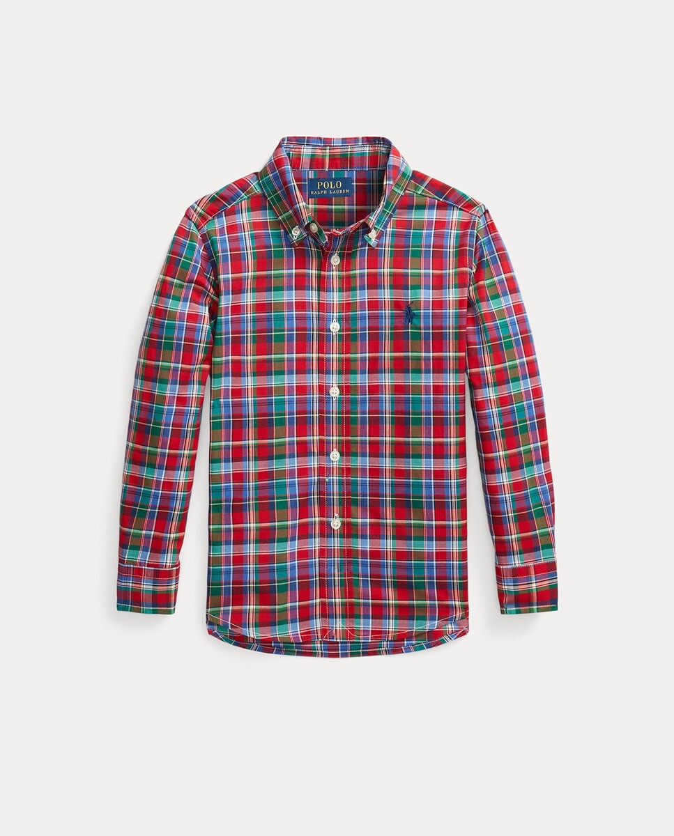 

Красная хлопковая рубашка в клетку для мальчика Polo Ralph Lauren, красный