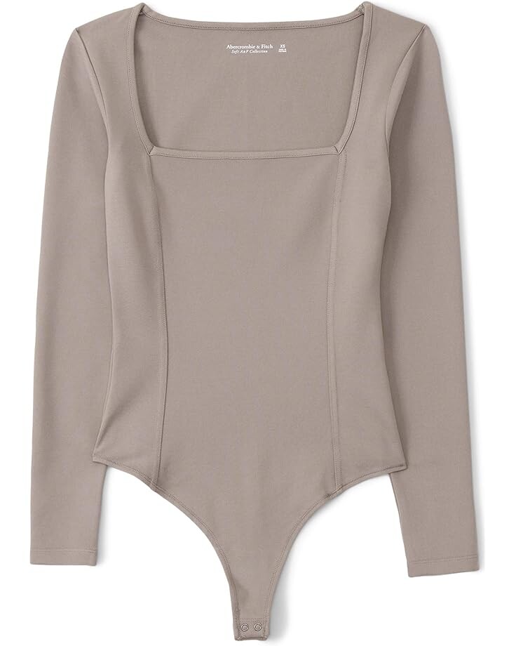 

Боди Abercrombie & Fitch Long Sleeve Ponte Corset Bodysuit, цвет Driftwood