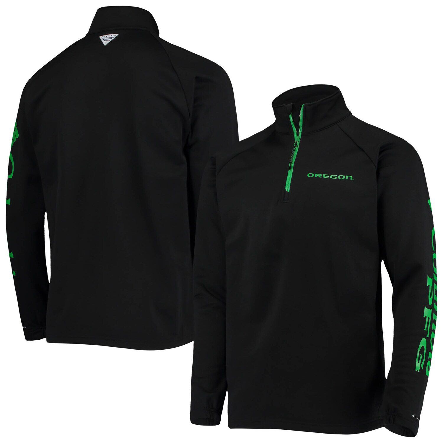 

Мужская флисовая куртка Columbia Black Oregon Ducks Terminal Tackle с молнией на четверть реглан, омни-оттенок