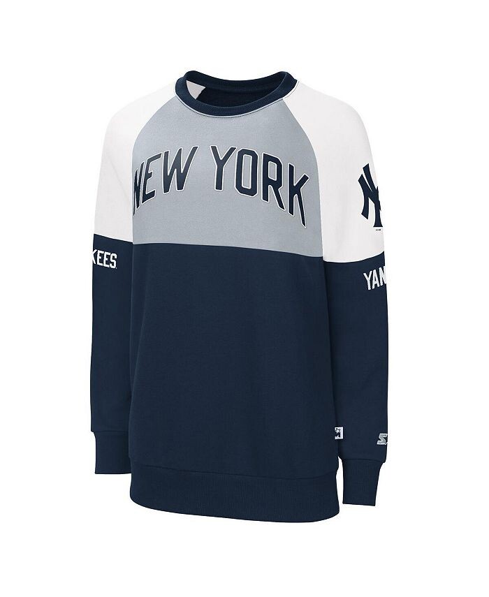 

Женский темно-серый пуловер с реглановым узором New York Yankees Baseline Starter, синий