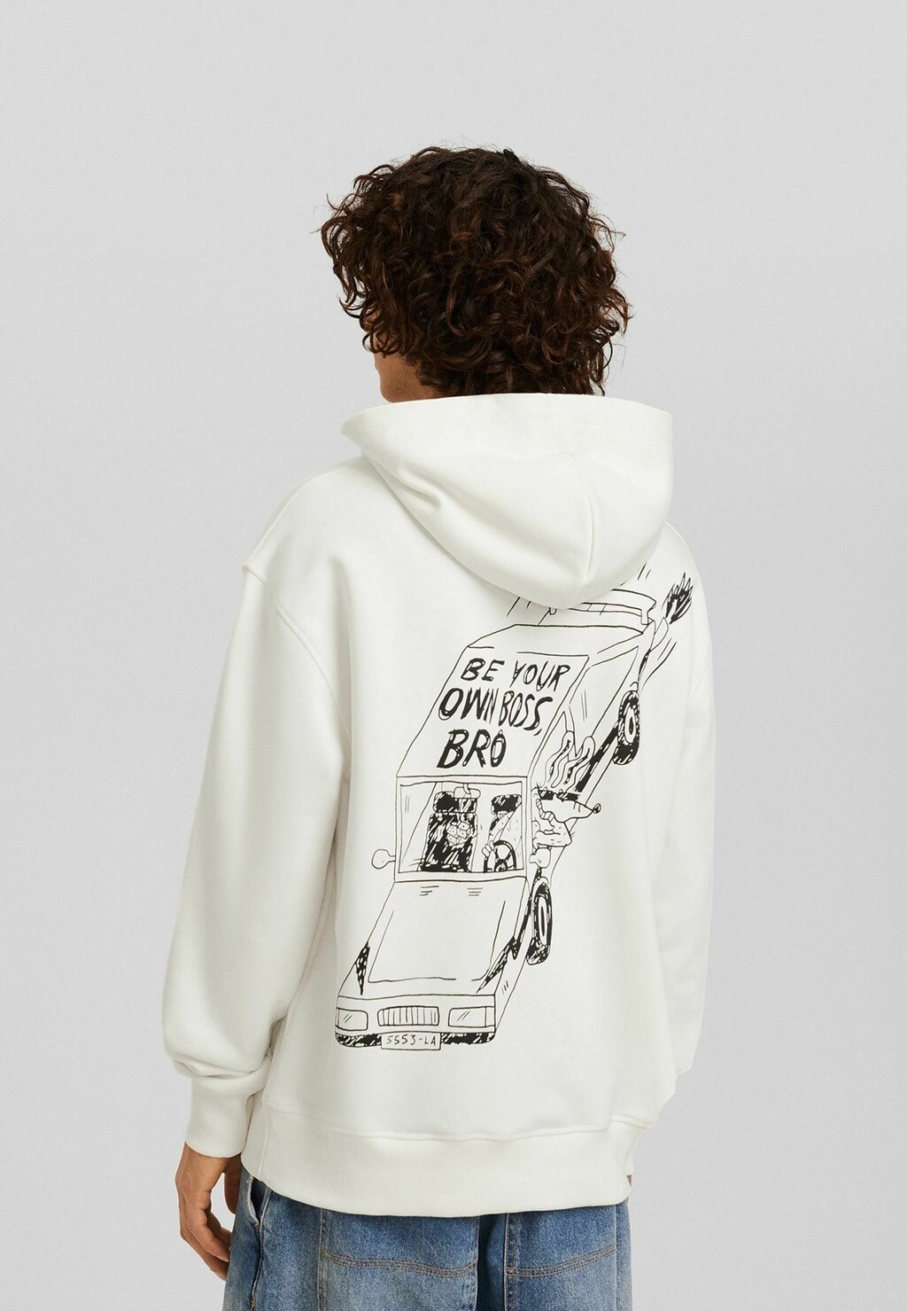

Толстовка Printed Oversize Bershka, белый