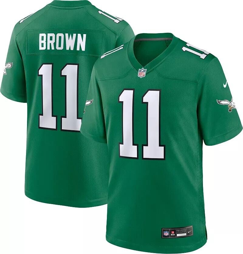 

Мужские кроссовки Nike Philadelphia Eagles A.J. Коричневый вариант № 11 Kelly Green Game Джерси