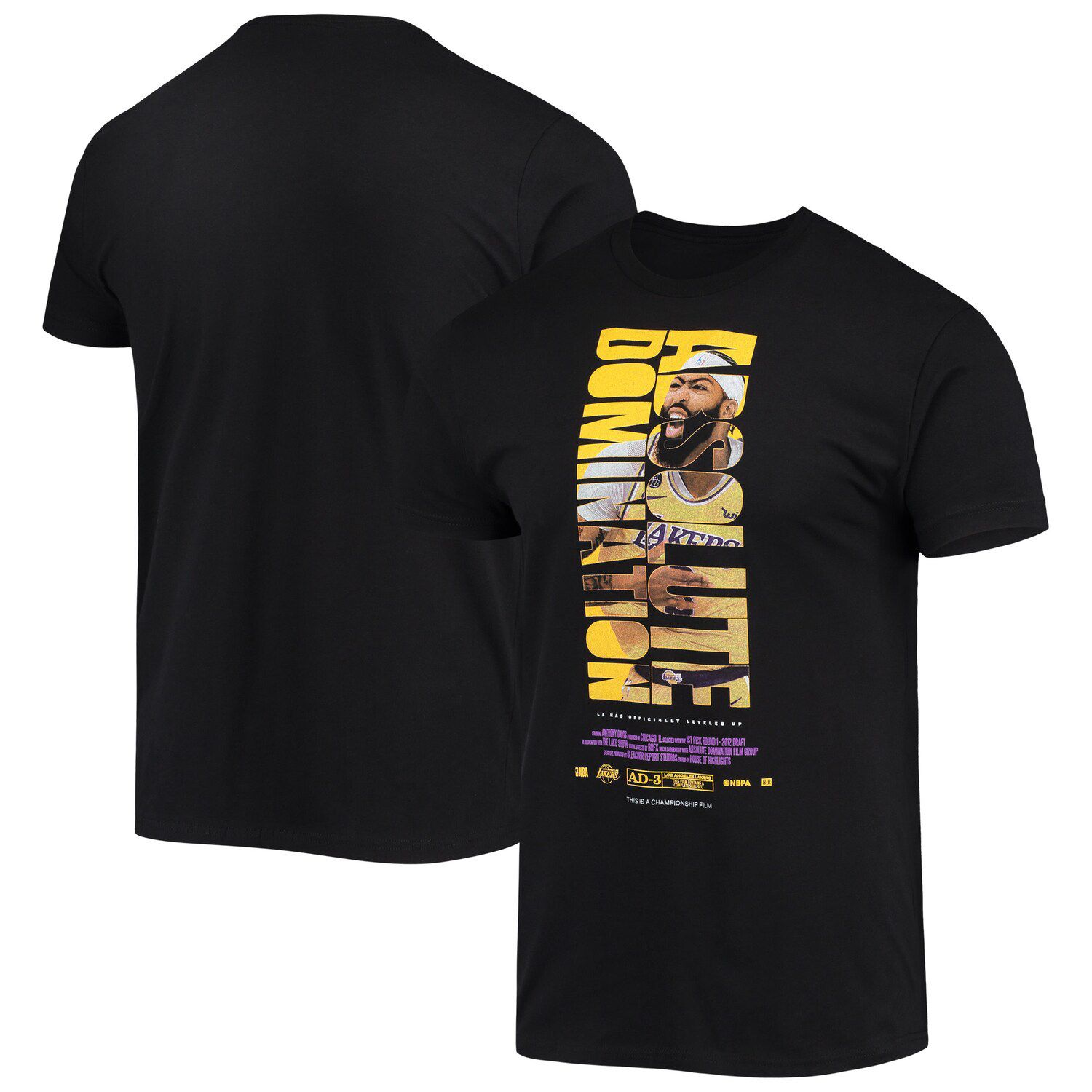Мужская черная футболка Anthony Davis Los Angeles Lakers с проверкой кредитов