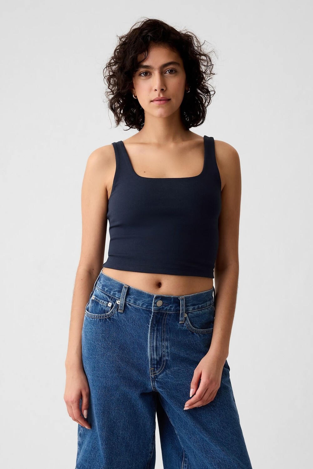 

Компактный укороченный жилет из джерси Gap, синий