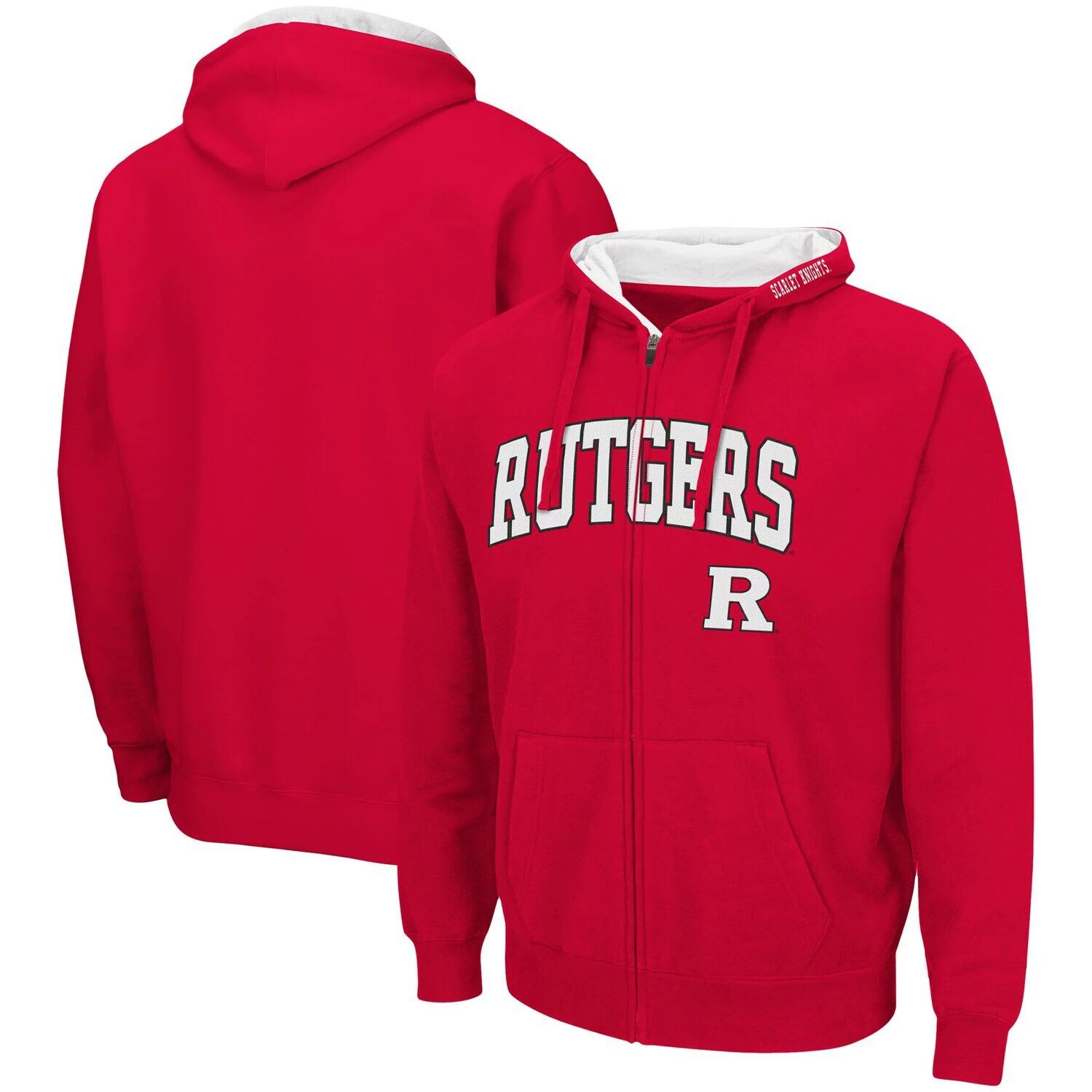 

Мужская толстовка с молнией во всю длину Scarlet Rutgers Scarlet Knights Arch & Logo 3.0 Colosseum
