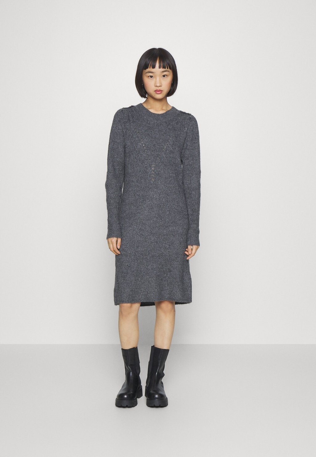 

Платье Point ONLY Petite ONLCYRUS BUTTON DRESS, цвет medium grey melange
