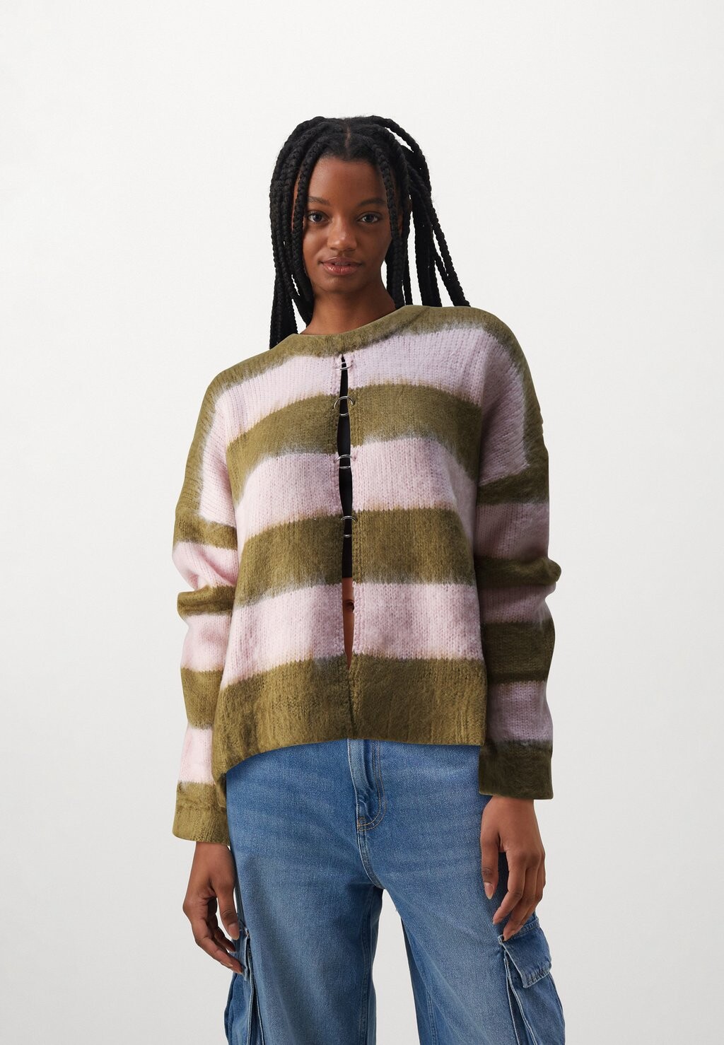 

Вязаный свитер CRUSH STRIPE The Ragged Priest, цвет pink/khaki