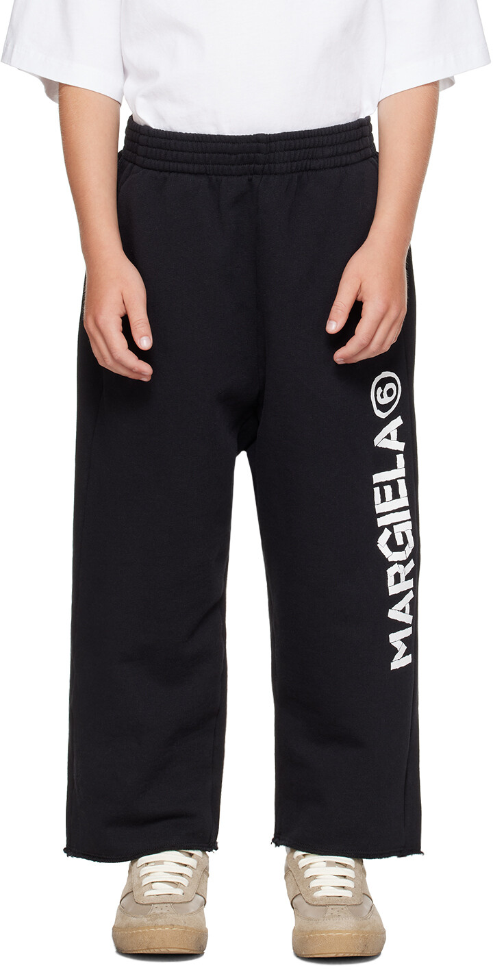 

MM6 Maison Margiela Kids Черные спортивные штаны с принтом