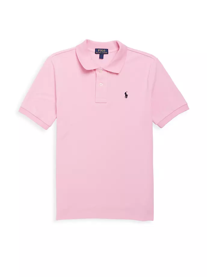 Классическая трикотажная футболка-поло в сетку для маленьких мальчиков и мальчиков Polo Ralph Lauren, цвет carmel pink