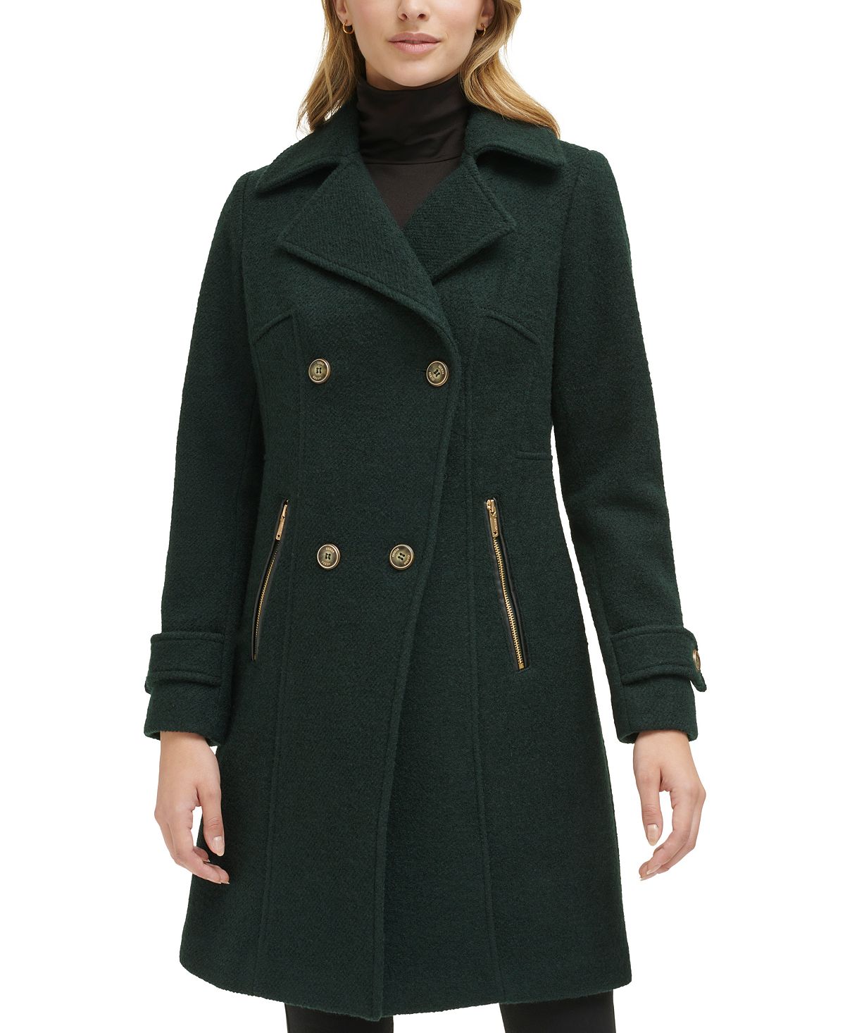Женское двубортное пальто с вырезом и вырезом на воротнике GUESS