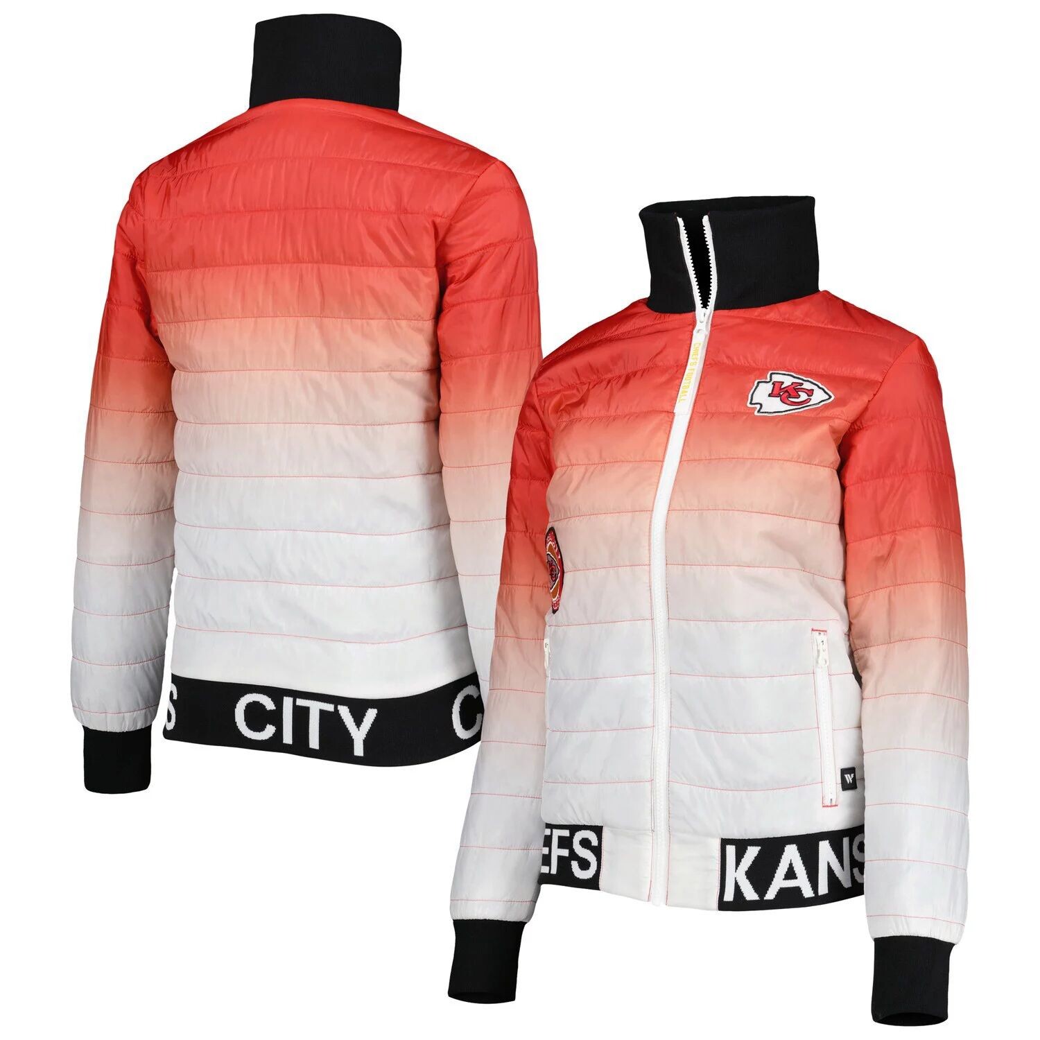 

Женская пуховик с молнией во всю длину The Wild Collective, красная/белая куртка Kansas City Chiefs с цветными блоками, Красный