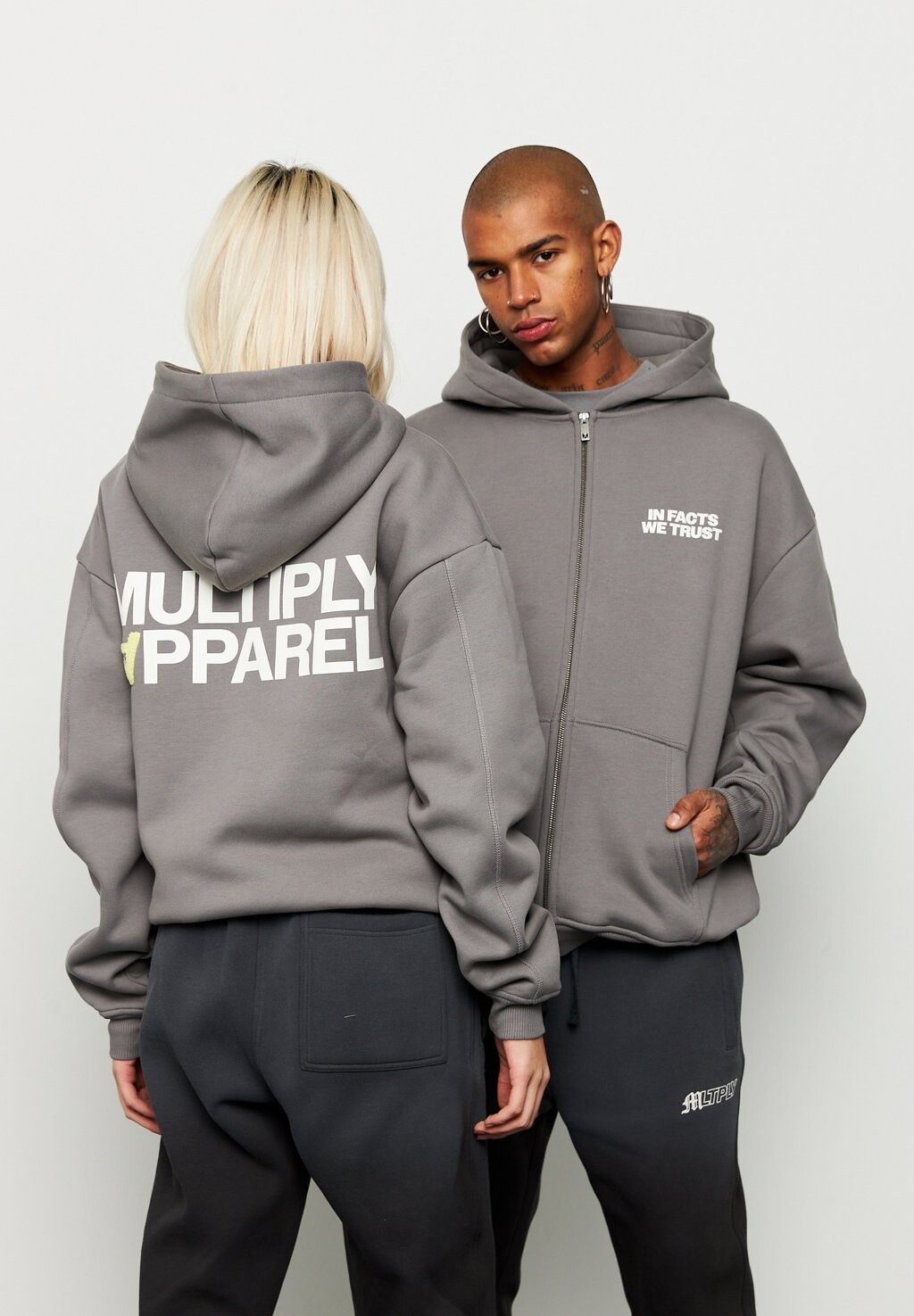 

Толстовка на молнии Oversize Zip Multiply Apparel, цвет smoke pearl