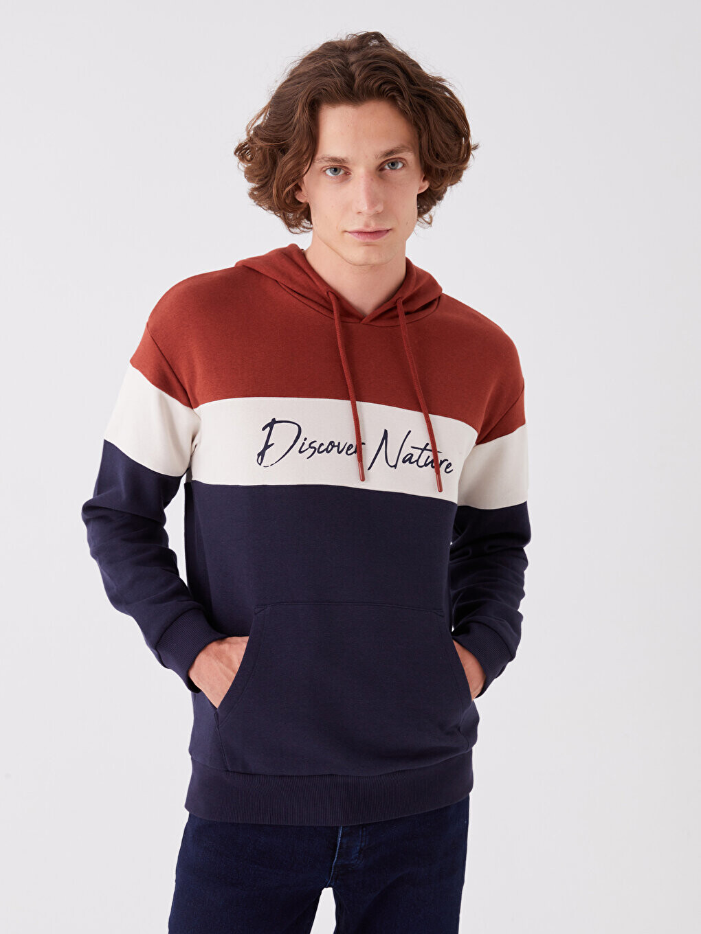 

Мужская толстовка с длинными рукавами и цветными блоками LCW Casual, плитка