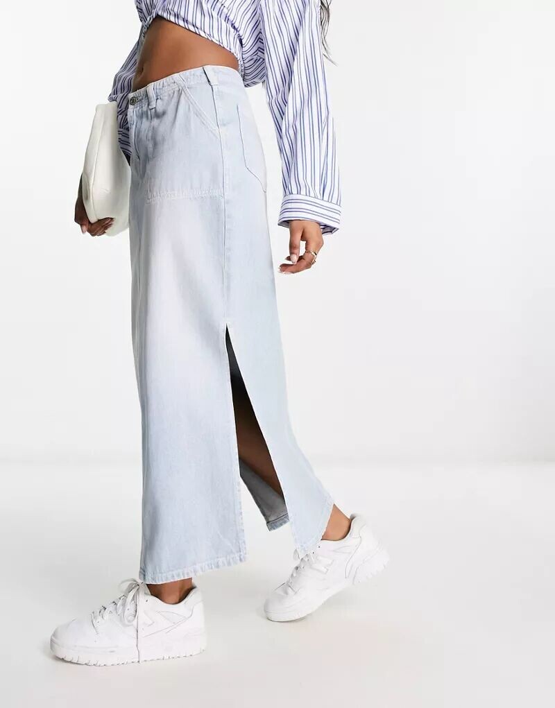 

Юбка макси карго из выбеленного денима ASOS