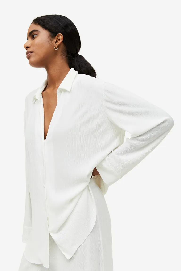 цена Домашняя рубашка из мятой ткани H&M, белый