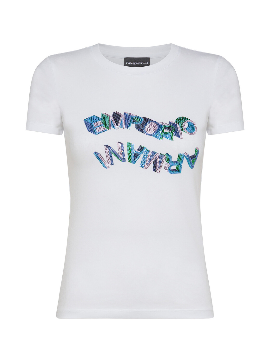 

Emporio Armani футболка с логотипом из стразов, белый