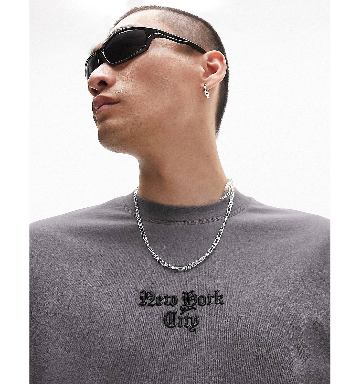 

Черная футболка оверсайз Topman с вышивкой NYC, Черный