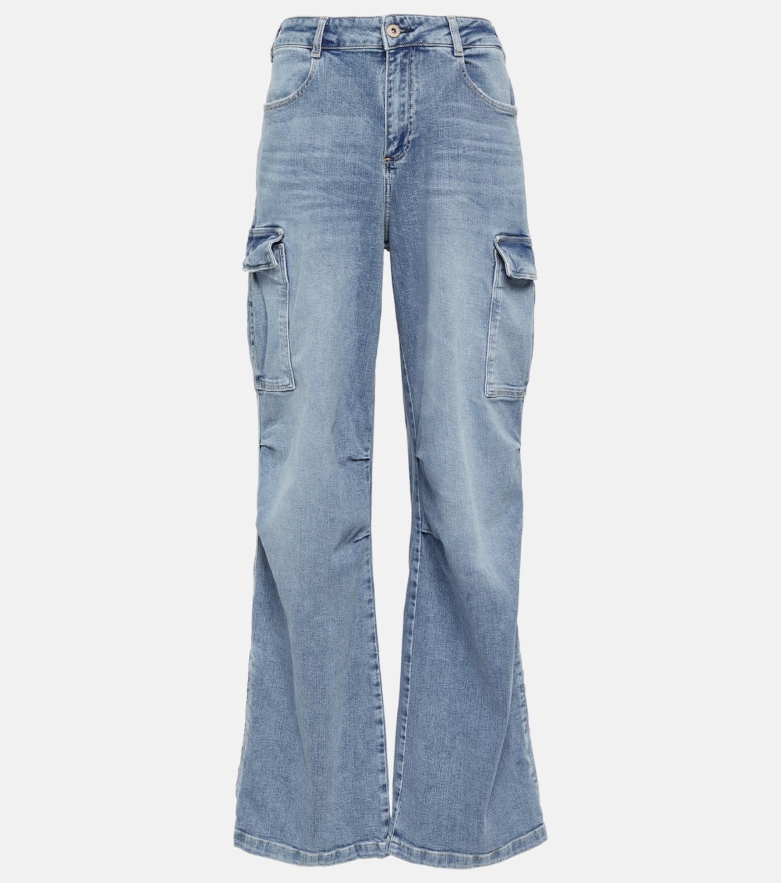 Широкие джинсы карго с высокой посадкой Ag Jeans, синий